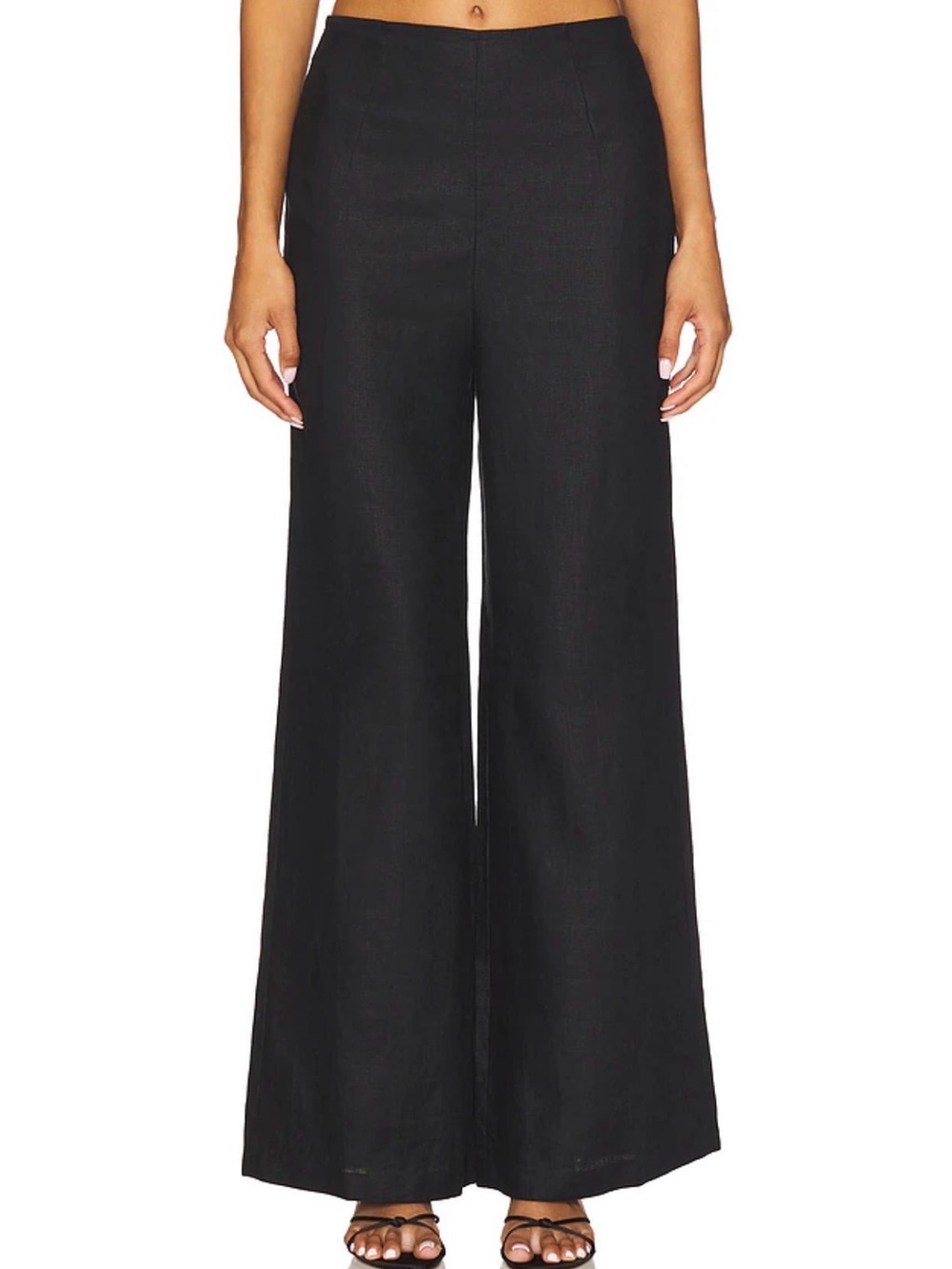 FAITHFUL THE BRAND Wide Leg linen High-Waist Pants - Black size 4